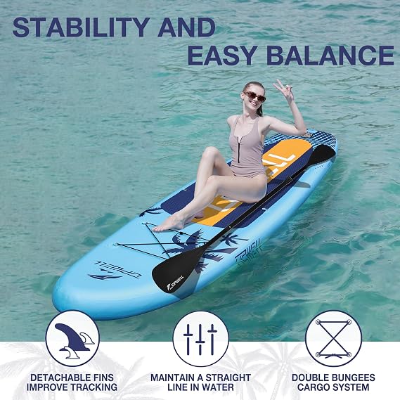 UPWELL 10'6/11'/11'6 Inflatable Paddle Board, Stand Up Paddlboard for Youth & Adults, Stable Design, Premium SUP Accessories, Backpack, Leash, Hand Pump, Fins