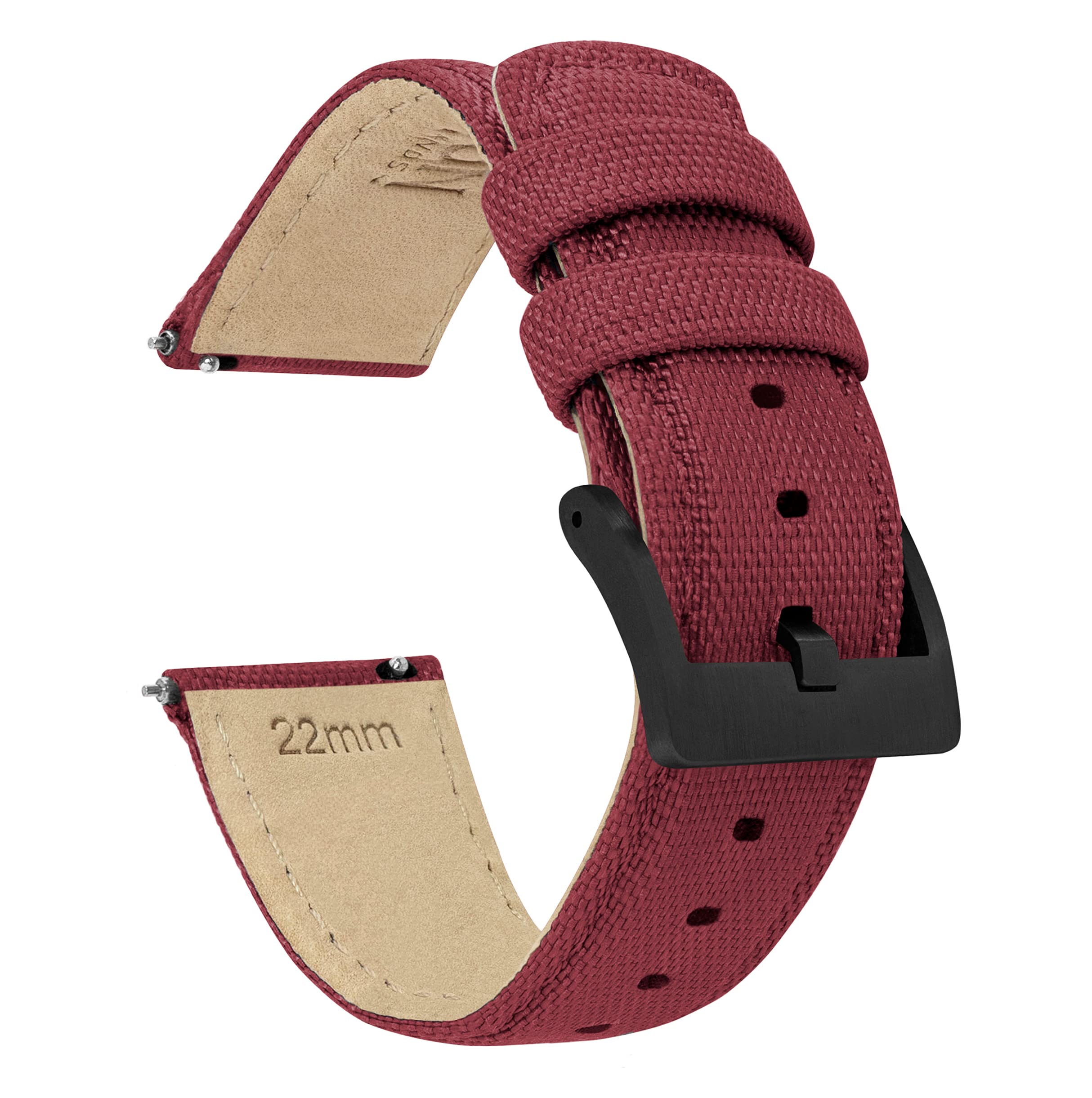 21mm Raspberry Red BARTON Sailcloth Quick Release Premium Nylon Weave (Black Buckle)