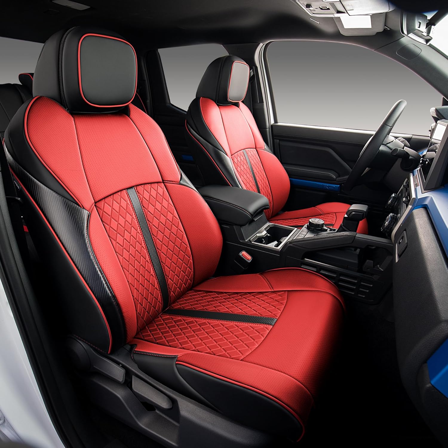 Custom Fit Seat Covers for 2025-2026 Toyota 4Runner (5-Seater), Waterproof Faux Leather Full Set, Full Coverage Protectors for SR5/TRD Off-Road/Sport/Limited/Trailhunter - Black+Red