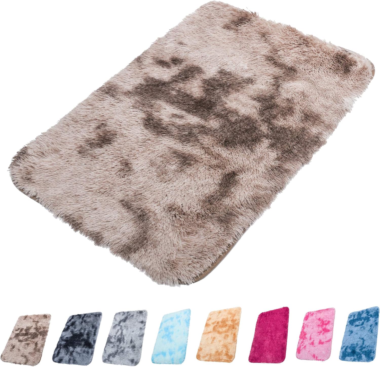 Orgrimmar Ultra Soft Indoor Modern Carpet Silky Smooth Rugs Living Room Area Rugs Suitable for Children Play Home Decorator Floor Bedroom Carpet (2'x3', Brown Tie Dye)