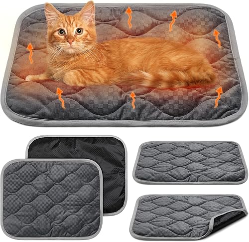 Paquete de 4 Alfombrillas Autocalentables para Gatos, Almohadilla Autocalentable para Gatos, Cama Térmica Cálida para Mascotas, Almohadilla Lavable