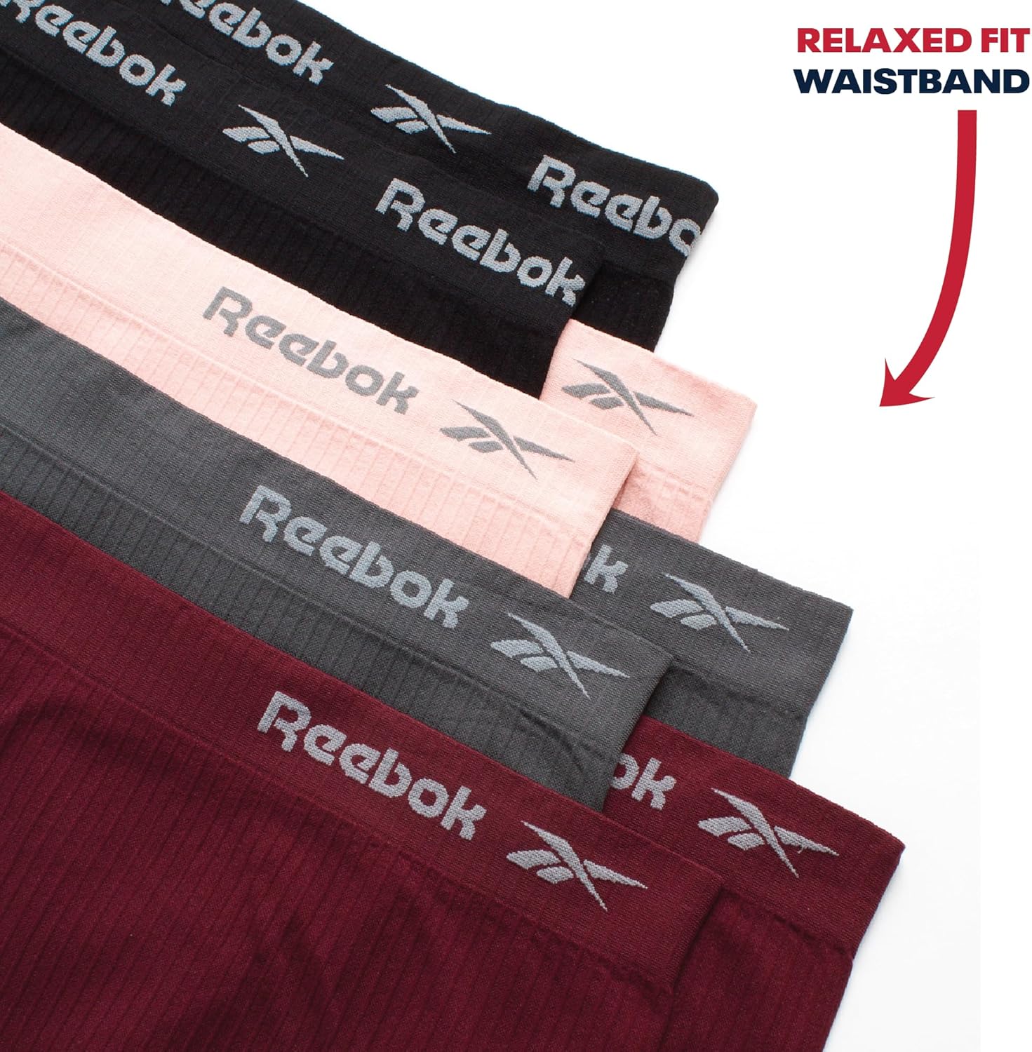 Reebok Womens Briefs Underwear - 8 Pack Soft Stretch Ribbed Knit High Waisted Brief Panties - Seamless Underwear for Women