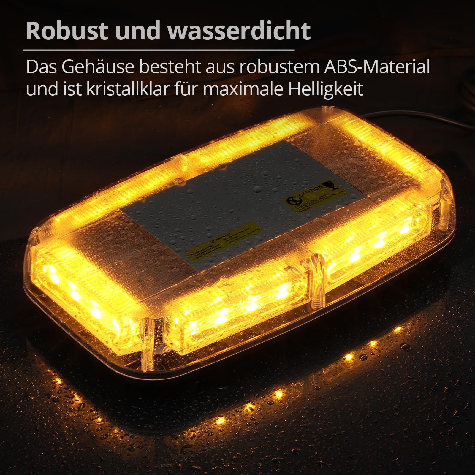PROZOR Auto Rundumleuchte 24 LED 12V/ 24V Wasserdicht Warnleuchte mit Doppelschalter 5m Zigarettenanzünder Kabel 7 Blitzmodus 24W Bernstein Notbeleuchtung LED Licht für Auto LKW SUV
