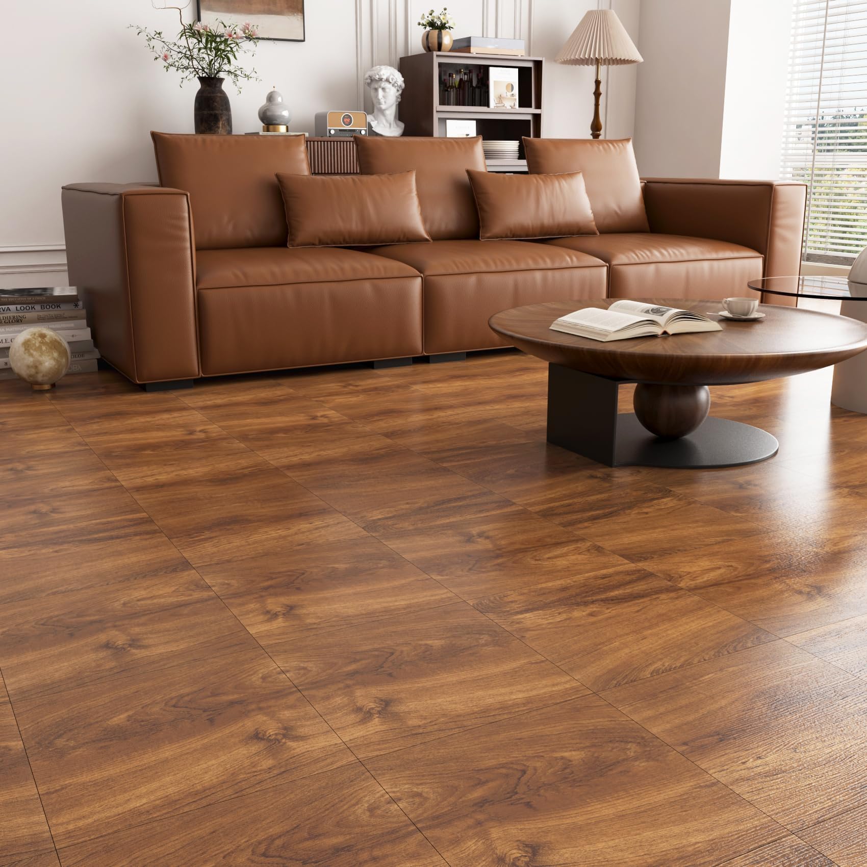 Decotalk Pavimento PVC Adesivo Effetto Legno Per Bagno 30 Pezzi 30X30cm Spessore 1,66 mm 2.7m² Pavimento Adesivo Legno Naturale Impermeabile Piastrelle Adesive Pavimenti Cucina Mattonelle PVC
