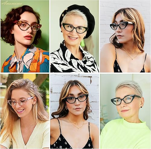 Miniatura 2 de AMOMOMA Paquete de 3 lentes de lectura modernos para mujer, luz azul, estrechos, lindos lectores de ojo de gato AM6100