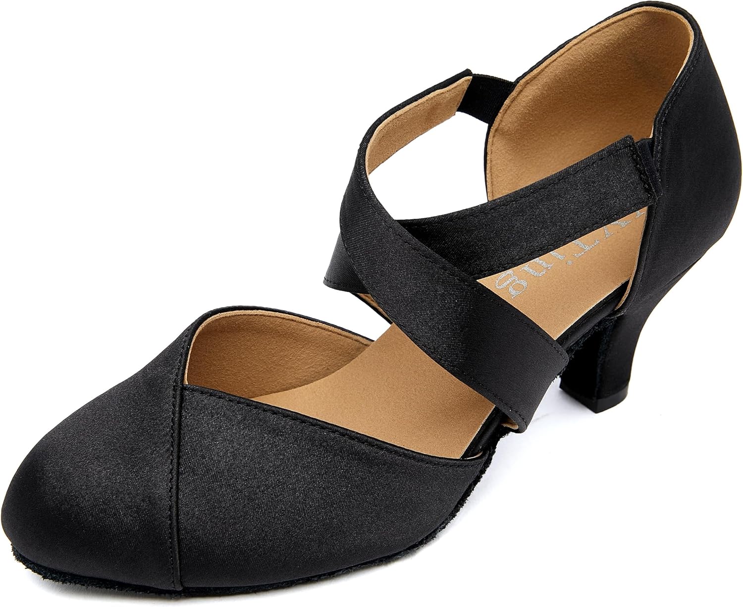 YYTing Women Swing Latin Ballroom Dance Shoes (Closed Toe, Suede Sole, Elastic Closure) 2.5 inch Heel YT28