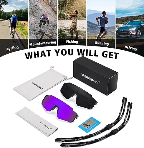 Miniatura 11 de STORYCOAST Lentes de sol deportivos polarizados para hombres y mujeres, para conducir, pesca, ciclismo, bicicleta de montaña, protección UV400
