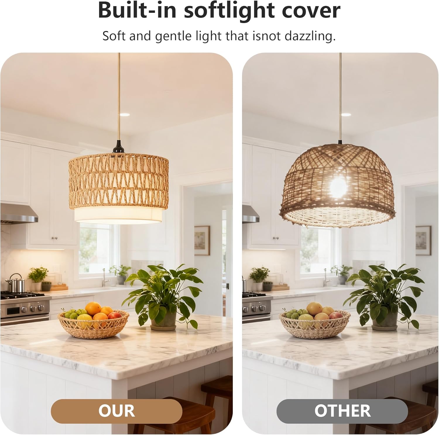 Plug in Hanging Lamp with RGB Smart Bulb Plug-in Cord Pendant Light with 15ft Cord Fixture Pendant Lights for Bedroom Kitchen Living Room Dining Room