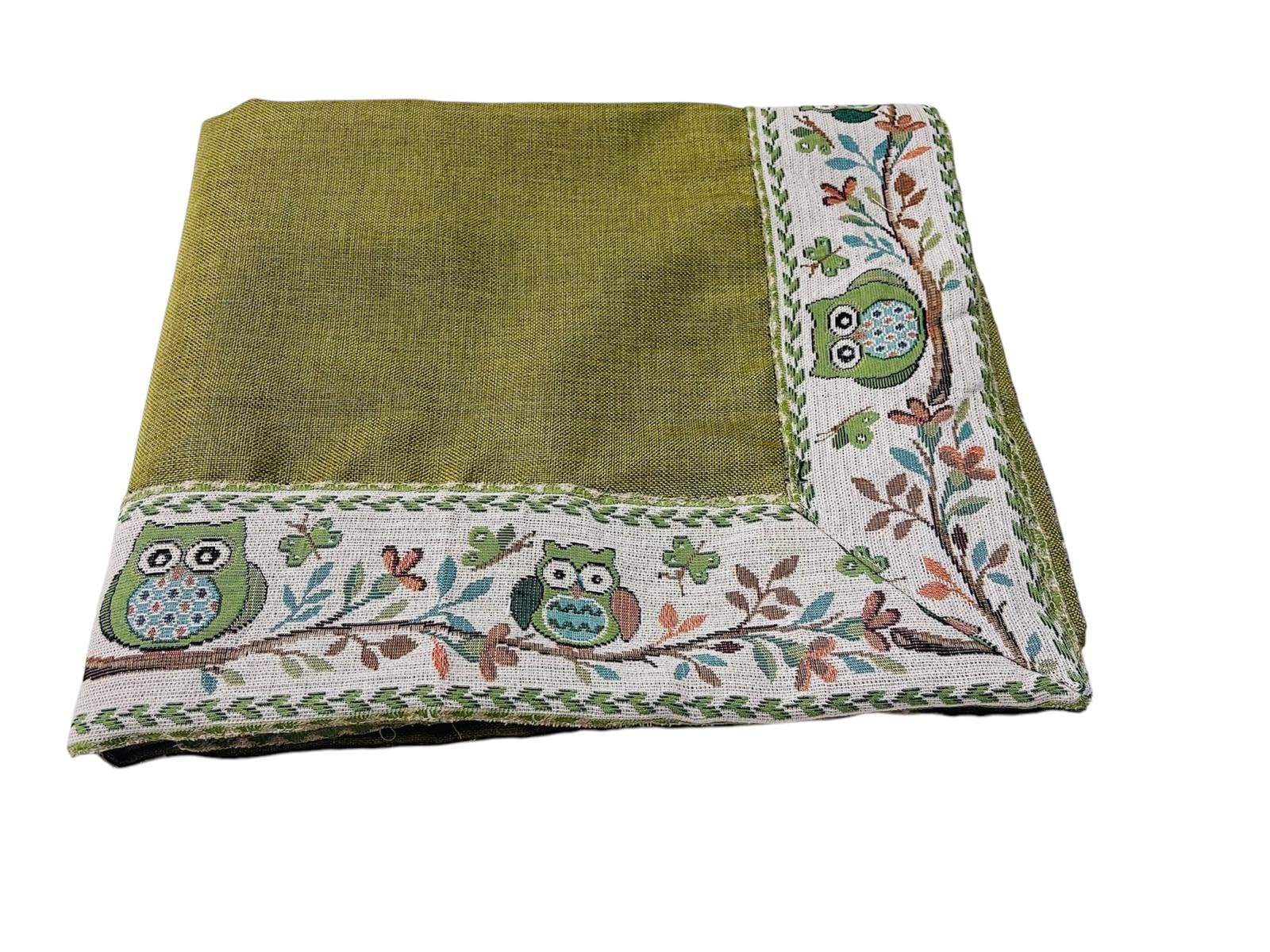 Corredocasa Copritavolo Tovaglia in Tela di Alta qualità Tessuto Gobelin con Gufetti Ideale per Casa Tavolo da Pranzo Cucina Stile Elegante Resistente Made in Italy(Verde, 12 Posti 140x240)