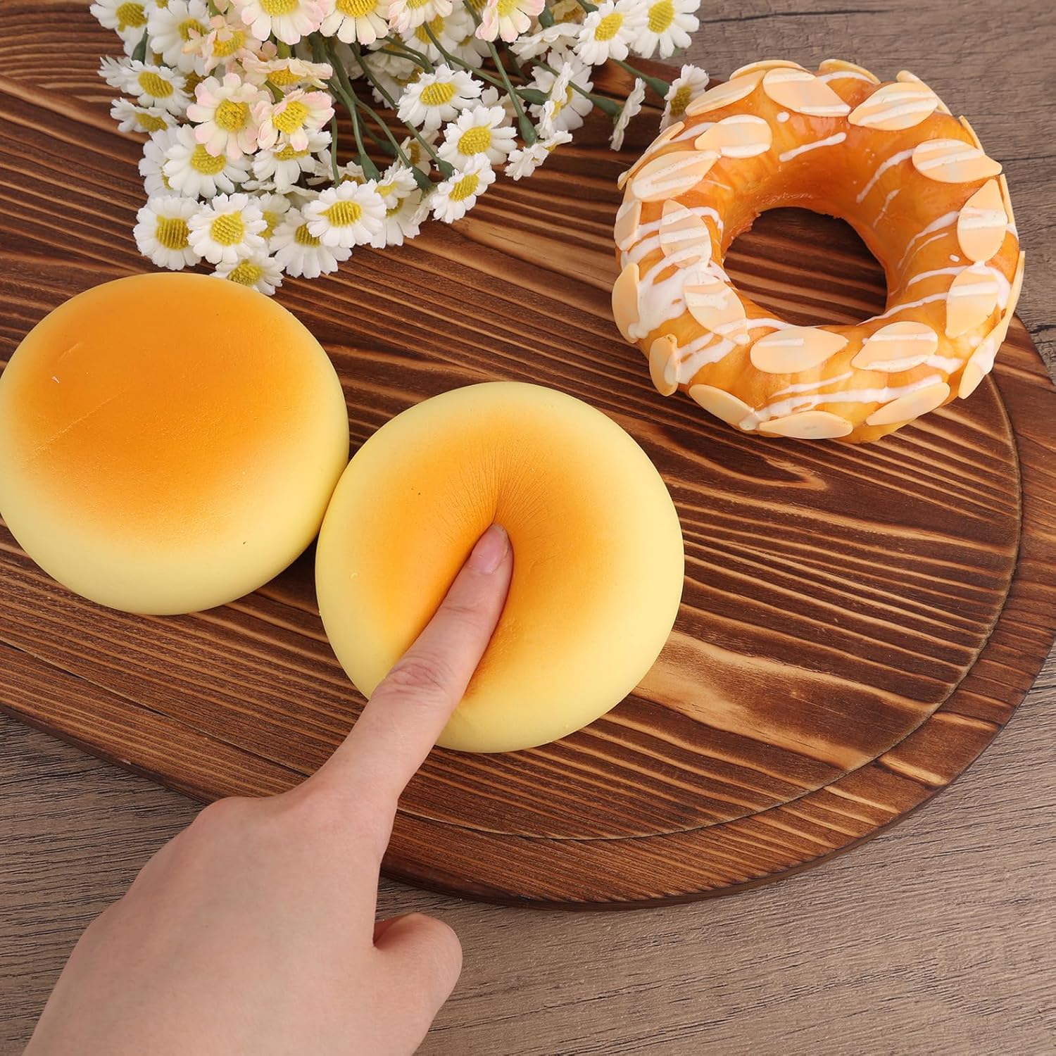 Bread Slow Rising Squishy Toy, Round Realistic Toast Shaped Sensory Fidget Toy with Silky Texture for Adults Relaxation