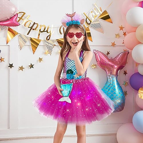 Miniatura 2 de Faldas tutú para niña, falda tutú roja con rosas LED para niñas para cumpleaños, fiestas y disfraces de hadas, traje de baile de princesa iluminado