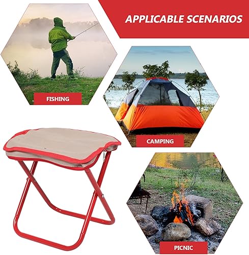 Miniatura 4 de Taburete plegable portátil para acampar con bolsa de almacenamiento integrada, mini asiento ligero para senderismo, pesca, viajes y actividades al