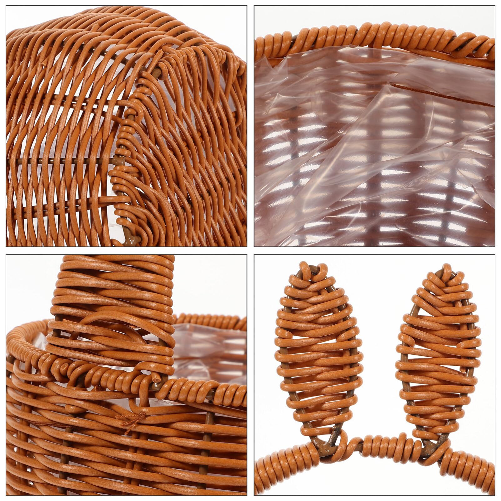 Easter Basket with Handle Easter Bunny Ear Woven Baskets Picnic Basket with Rabbit Ears Wicker Easter Candy Eggs Baskets Rattan Basket for Party