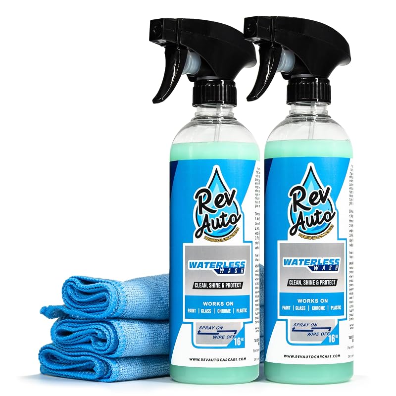 Kit de Lavagem Automotiva sem Água Rev Auto Hydro Wash com Spray de Limpeza e Toalhas de Microfibra, Limão, 32 fl oz (946 mL)