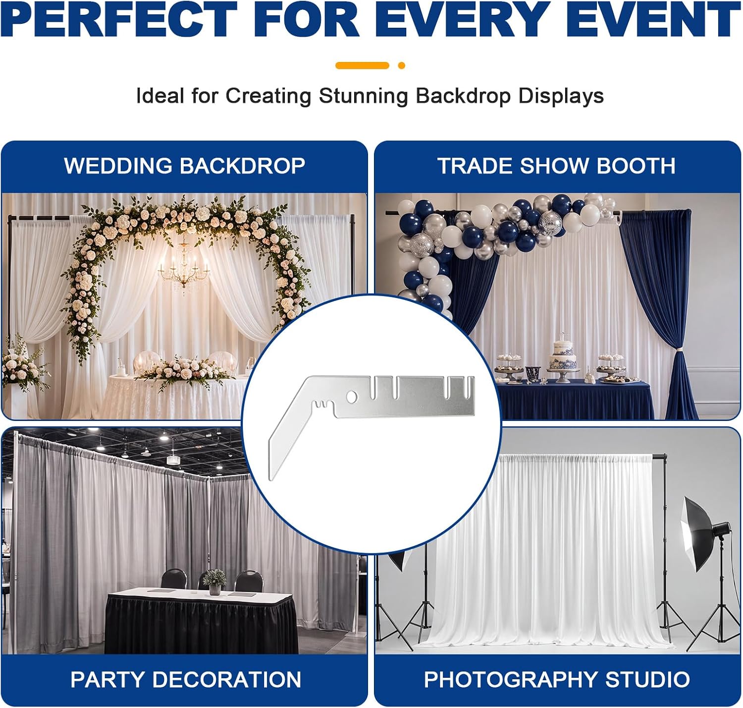 Dunzy 2 Pcs Crossbar Hanger Pipe and Drape Backdrop Stand, 9 Inch