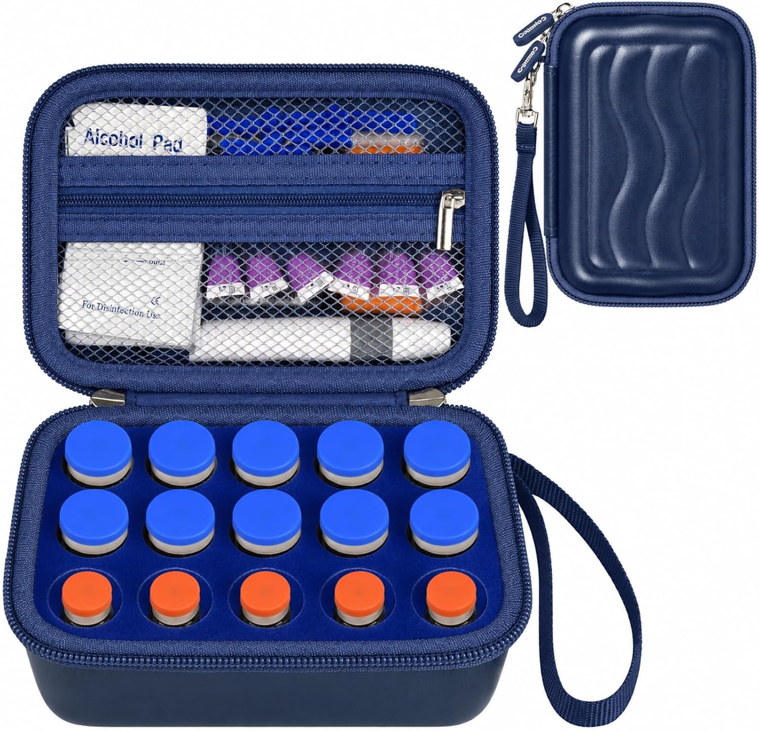 Casmilee 15-Slot Peptide Case for Fridge, Insulin Vial Holder 1/3/5/10 mL