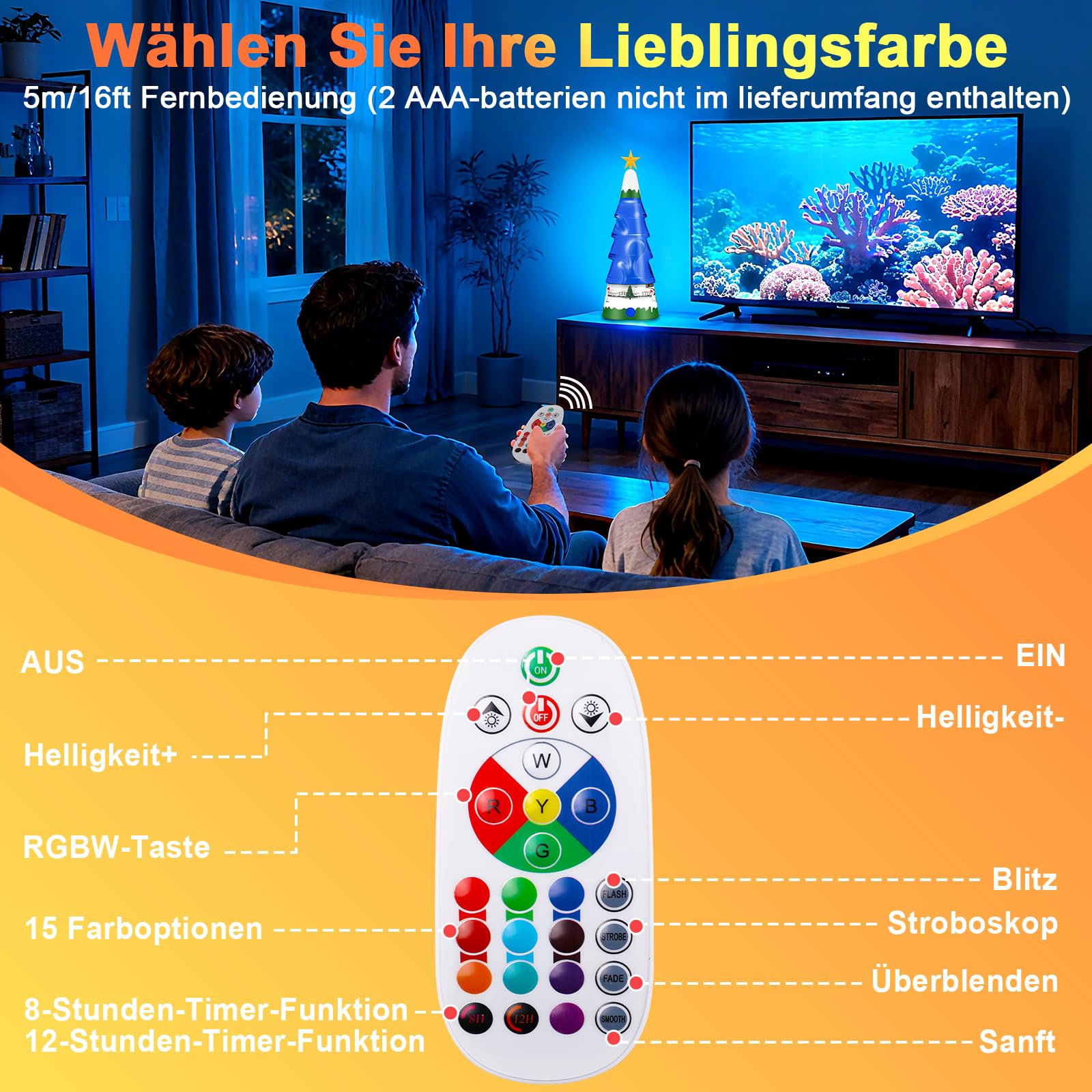 LampGreen Lavalampe,Weihnachtslampe mit Fernbedienung,15-Farbige LED Stimmungslampe für Weihnachten Wohnungsdekoration Geschenk -Weiß Sockel
