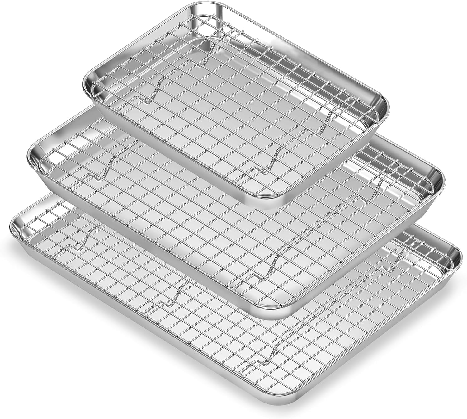 Baking Sheet and Rack Set, 6 Pack (3 Sheets + 3 Racks), 3 Sizes ...