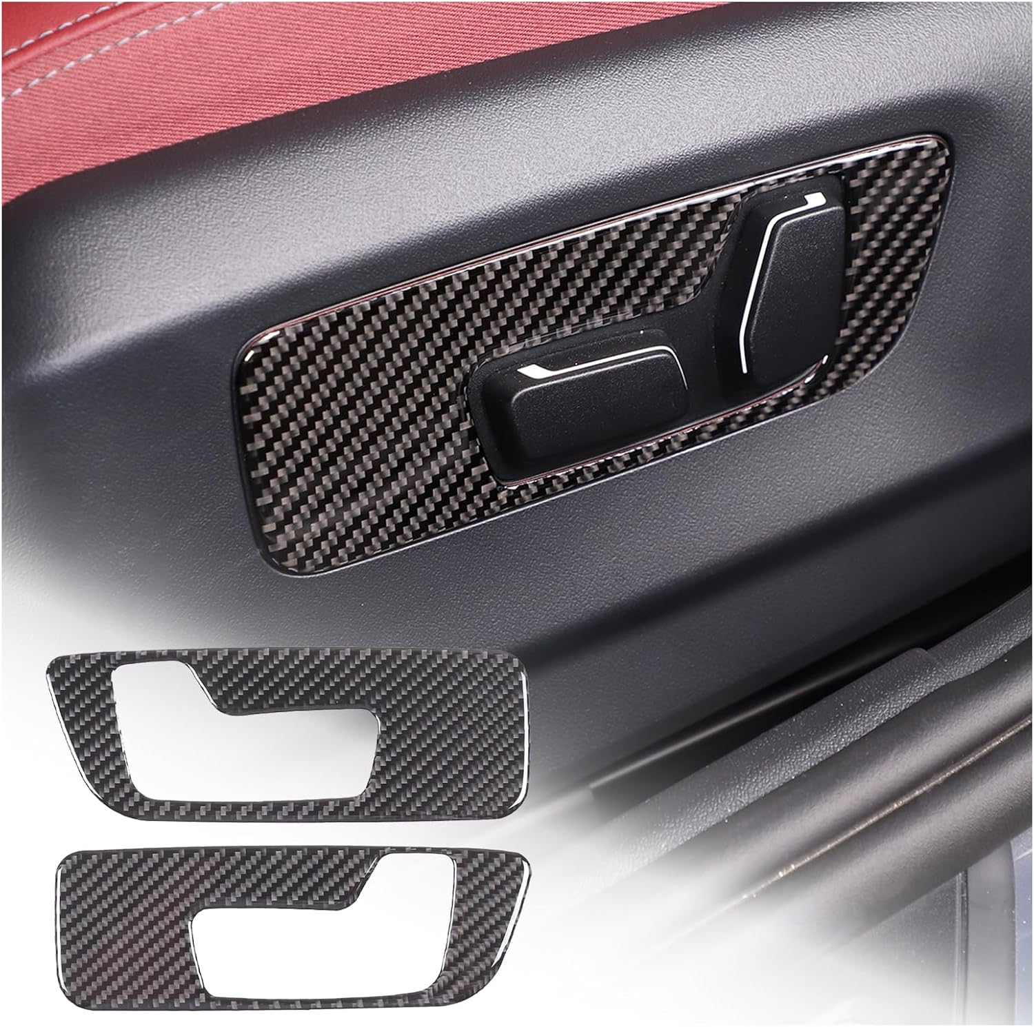 Front Seat Adjustment Button Panel Cover Trim Compatible with BMW 5 Series 2024 G60,Seat Adjustment Switch Decor Frame,Front Seat Control Panel Trim Accessories 2PCS (Black Carbon)