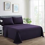 Marina Decoration 600 Thread Count Home Bedding Bedroom Soft Bedsheet Deep Pocket Hotel Standard Solid Percale All Season 4 Pieces Cotton Sheet Set with 2 Pillowcases, Silver Color Double/Full Size