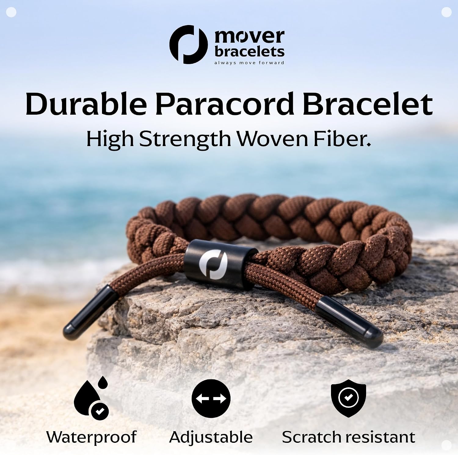 Paracord Adjustable Mens Wristband – Durable Waterproof Cord Bracelet, Scratch Proof & Quick Dry, Comfortable Fit for Any Wrist Size, Stylish Everyday Accessory for Men – 13 Colors image 2