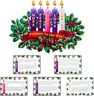 Ceiba Tree Advent Wreath Kit Candle Cutout Magnet Christmas Love Peace Hope Joy Jesus Christian Prayers Adhesive Refrigerator Religious Bulletin Board Decoration Wall Decor