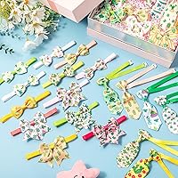 Vista 5 de Reginary El juego de 100 piezas de collar de corbatín para perro incluye 40 corbatas para perros y 30 corbatines para cachorros, 30 flores