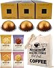 Coffee Pod Multipack for Nespresso Vertuo Machine - Double Espresso Dolce Coffee Capsules - 3 Boxes 30 Pods with Border Biscuits and Reusable Tote Bag