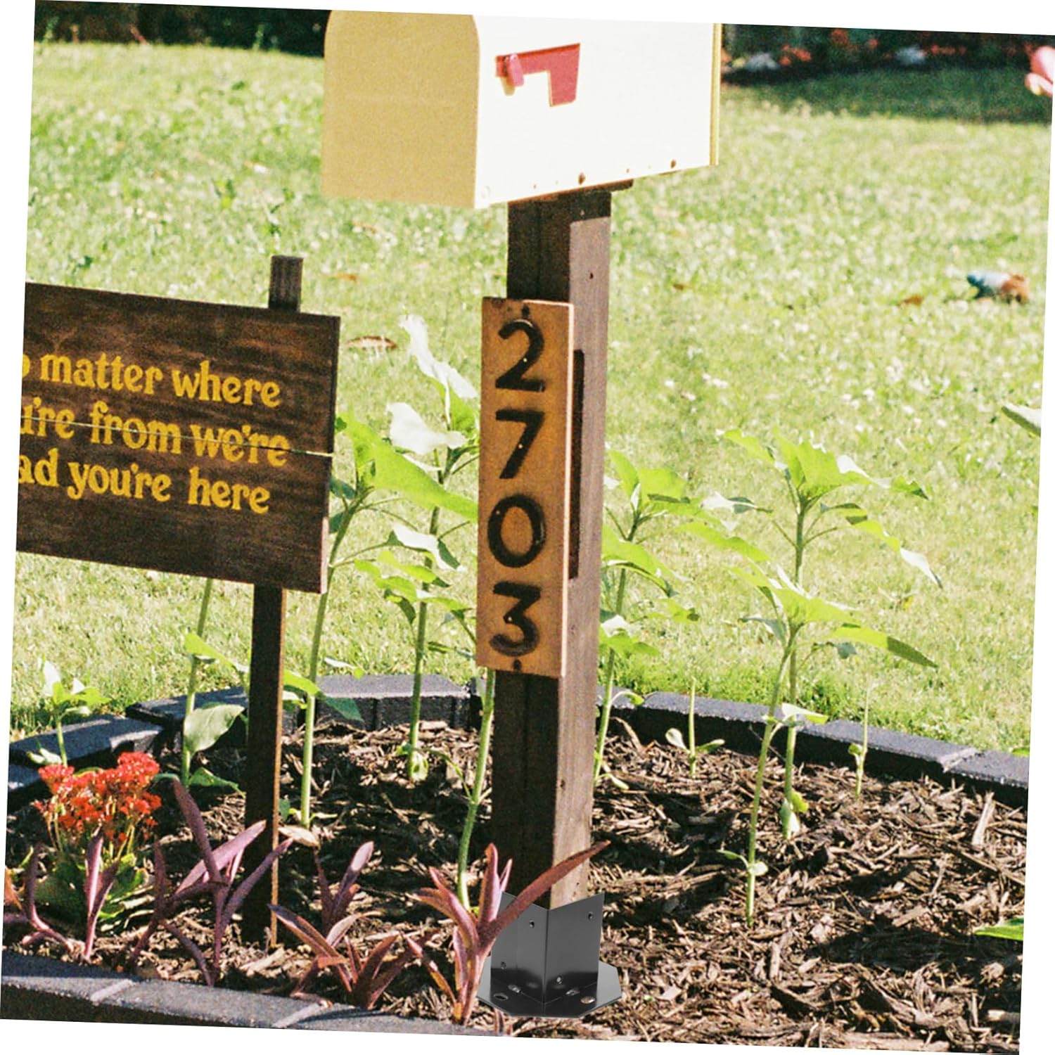 ARTIBETTER Mailbox Post Protector Weather-Resistant Wooden Bracket Sturdy Deck Post Base for Mailbox Support for Outdoor Use