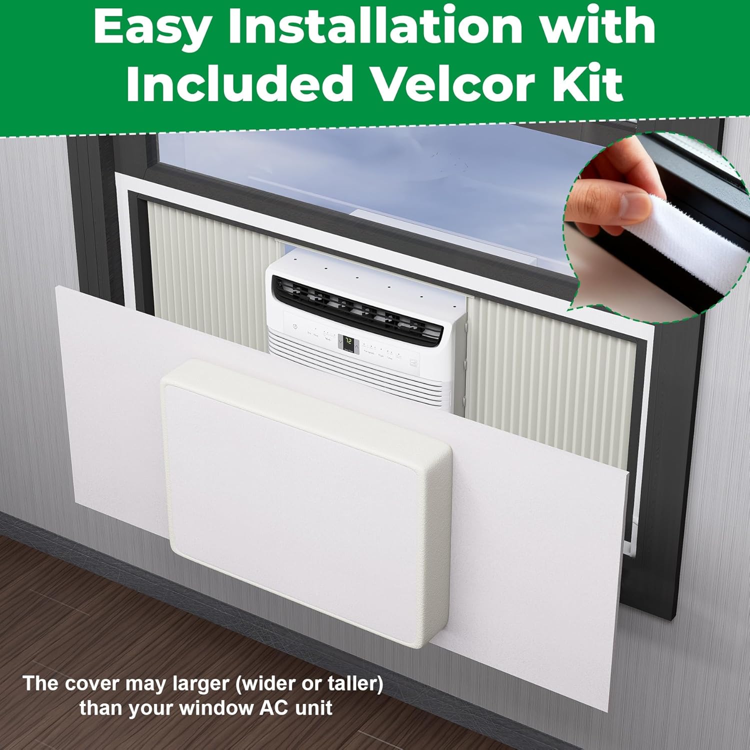 Forestchill Surround Insulation Cover for Window AC Unit Up to 16.5"W x 12"H, Indoor Air Conditioner Cover Seal All Gaps & Block Draft Around AC Units & Side Panels, Fit Windows Up to 41" Wide, White