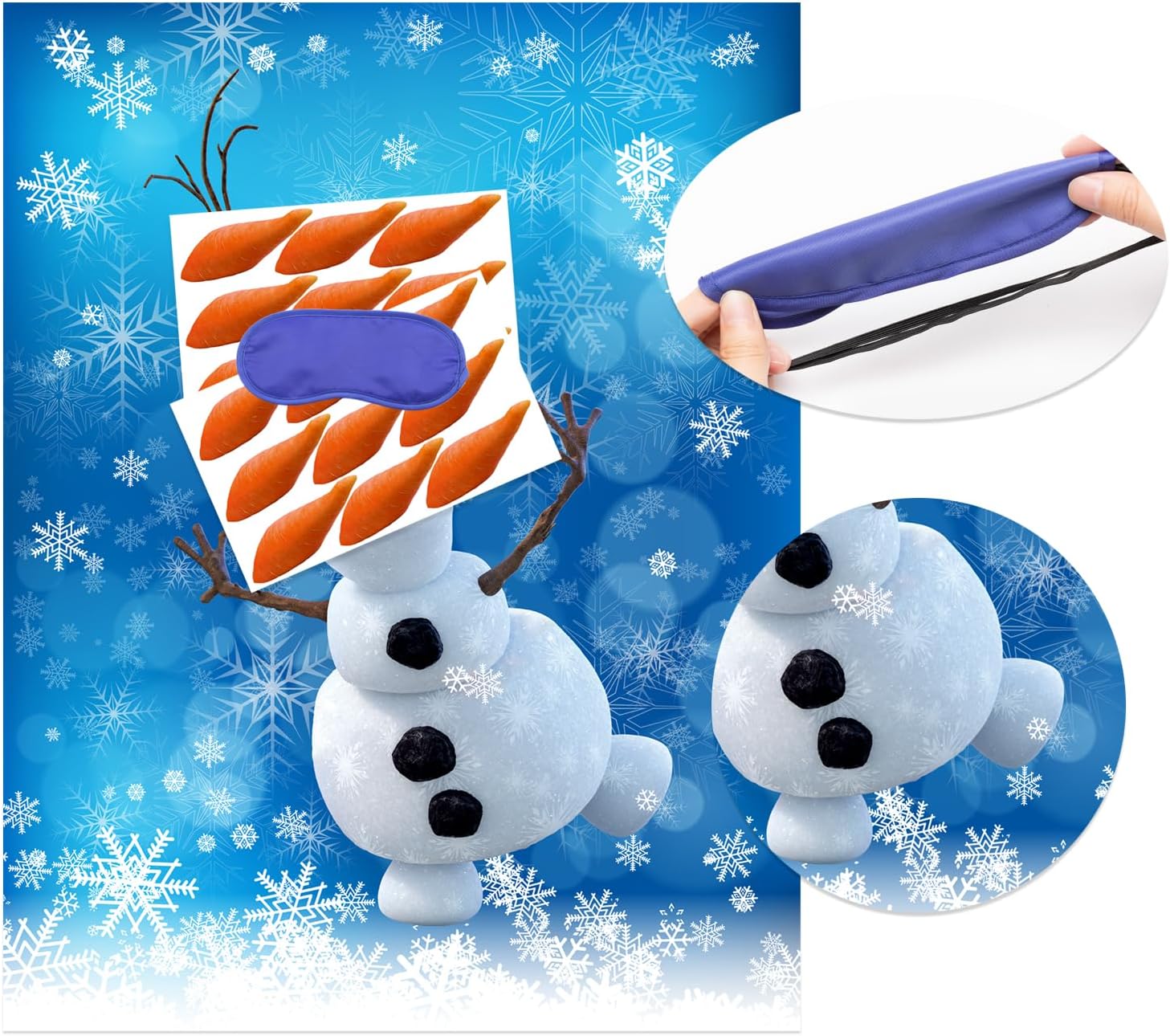 Christmas Party Pin The Nose on The Snowman Party Game for Kids Snowman Pin Game with Reusable Stickers Birthday Shower Party Supplies Activities