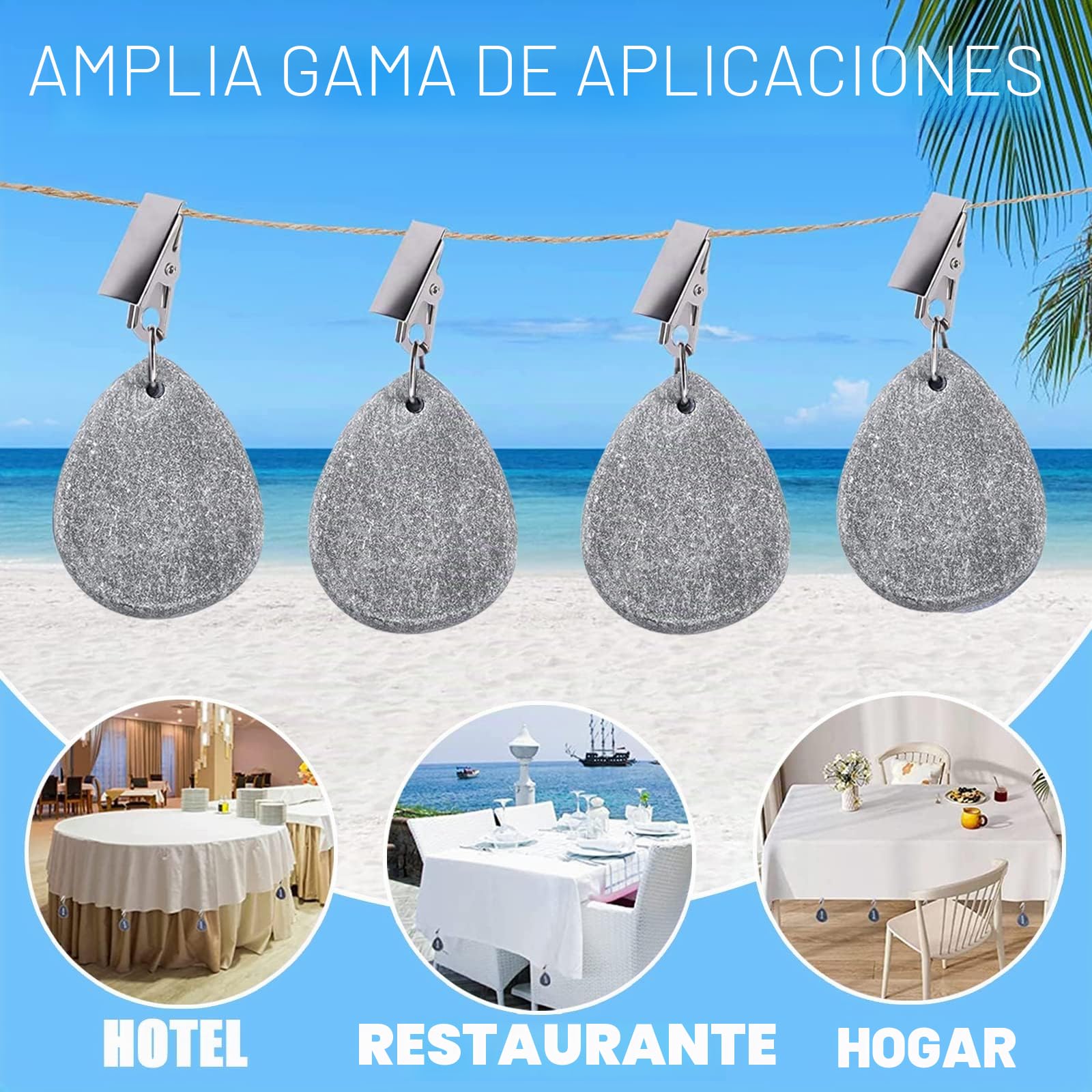 12 Piezas Pesas Mantel Pesos para Manteles con Pinza Mármol Natural Pesos para Manteles Exteriores,Contrapesos para Cortinas por Pesas para Plomos Cortinas por Mantel Exterior Jardin