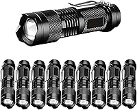 Vista 1 de 10 Pieces LED Flashlights Torch, High Lumens Mini Flashlight Waterproof Pocket Flash Light with 3 Modes, Adjustable Focus Zoomable for Camping