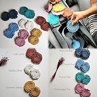 Vista 5 de Posavasos de algodón para portavasos de automóvil, 2 posavasos de automóvil, soporte para bebidas, bonitos accesorios para portavasos para mujeres