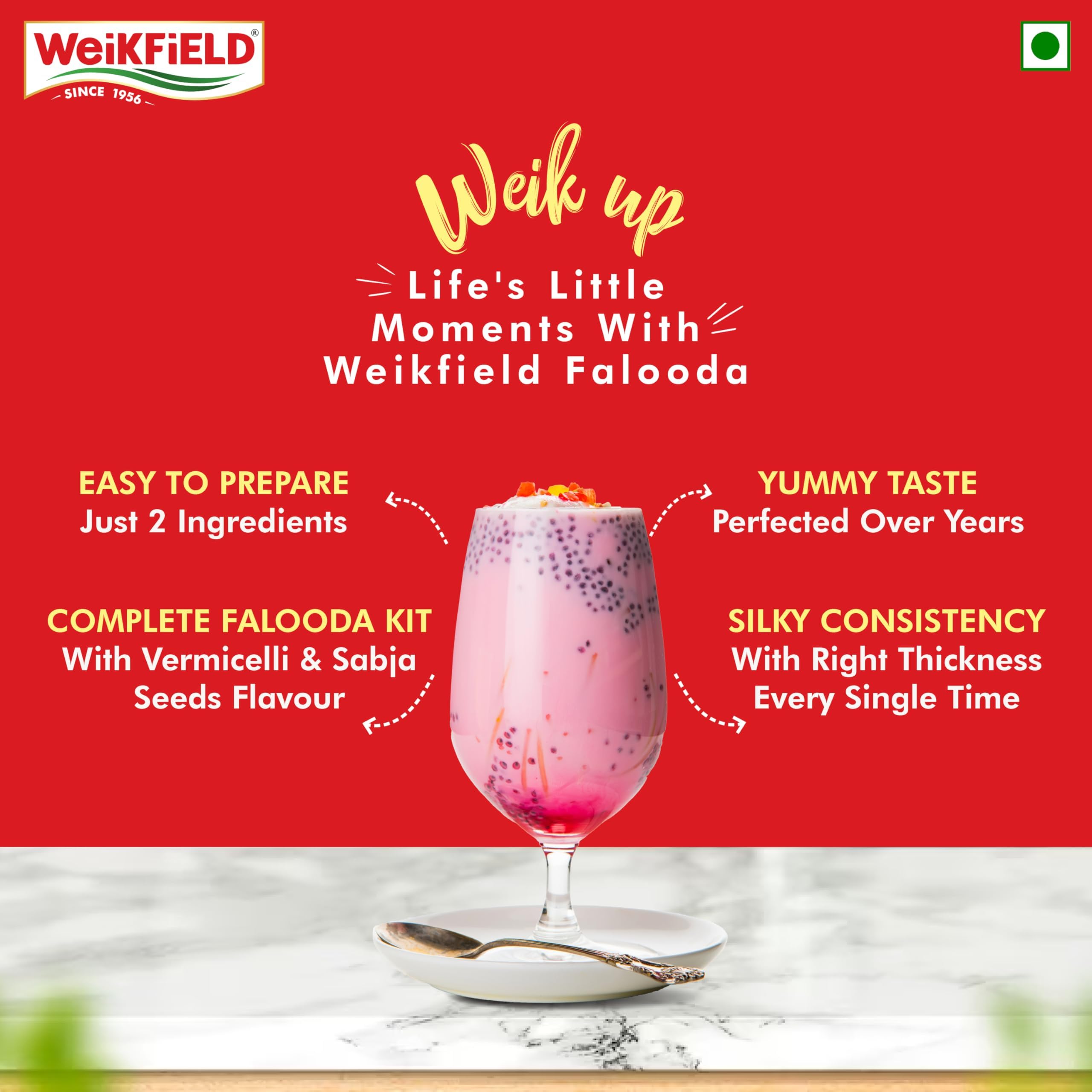 Weikfield Falooda Mix 200 g Pouch | Rose Flavoured | Rich, Smooth & Creamy Texture | Delicious & Refreshing Taste | Authentic Taste | Instant Falooda Mix 4