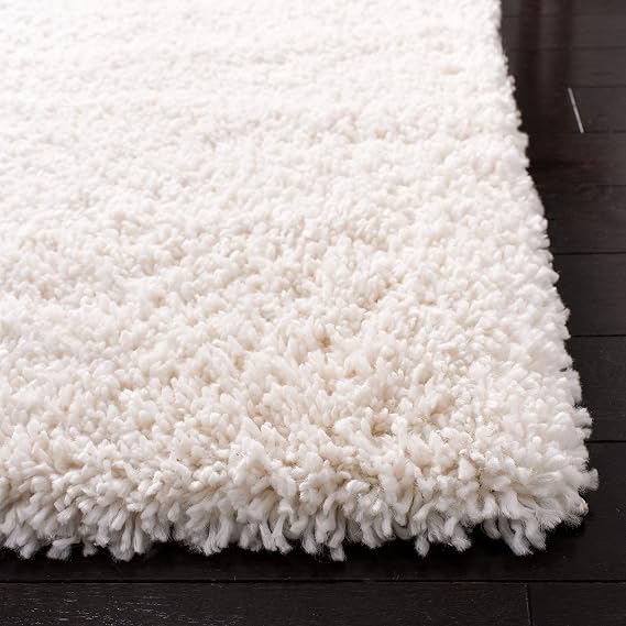 SAFAVIEH Area Rug 8x10 - Fontana Shag Collection - Large - Ivory, Solid Pattern, Non-Shedding & Easy Cleaning, Ultra Plush Thick Pile, Ideal for Living Room, Bedroom, Dining Space (FNT800A)
