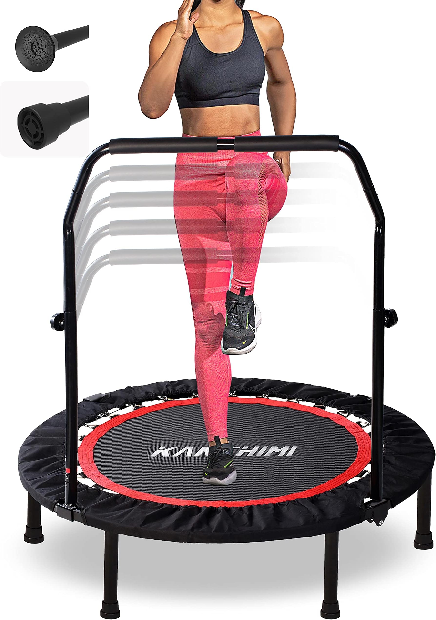 40" Folding Mini Fitness Indoor Exercise Workout Rebounder Trampoline with Handle, Max Load 150KG