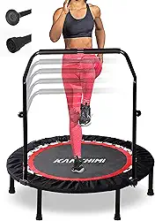Mini trampolim dobrável Kanchimi de 101,6 cm para crianças, recuperação fitness com alça ajustável de espuma, trampolim interno para uso ao ar livre para crianças e adultos carga máxima de 150 kg
