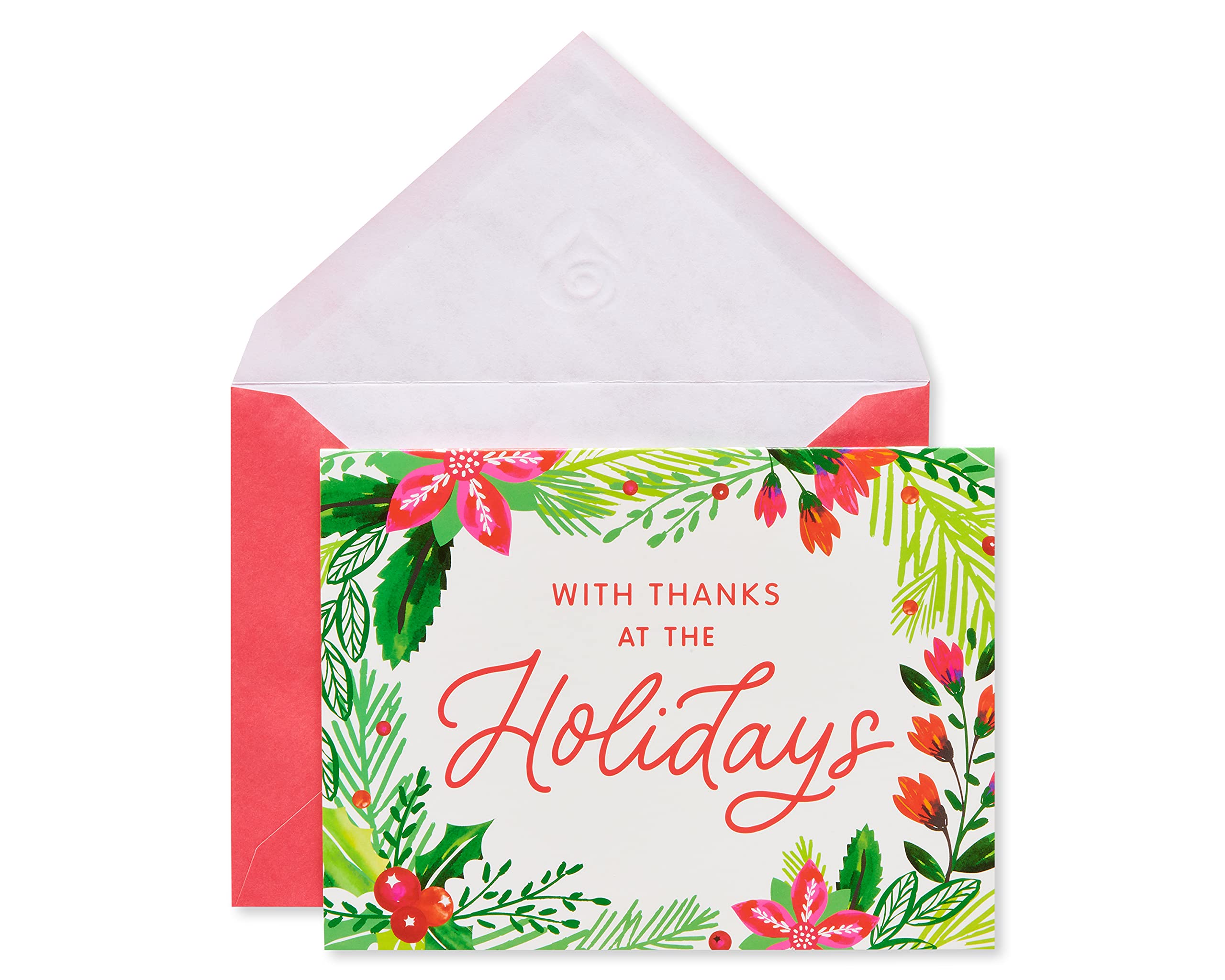 American Greetings Blank Christmas Thank You Cards with Envelopes, Holly (25-Count), 4.875 x 6.125 inch