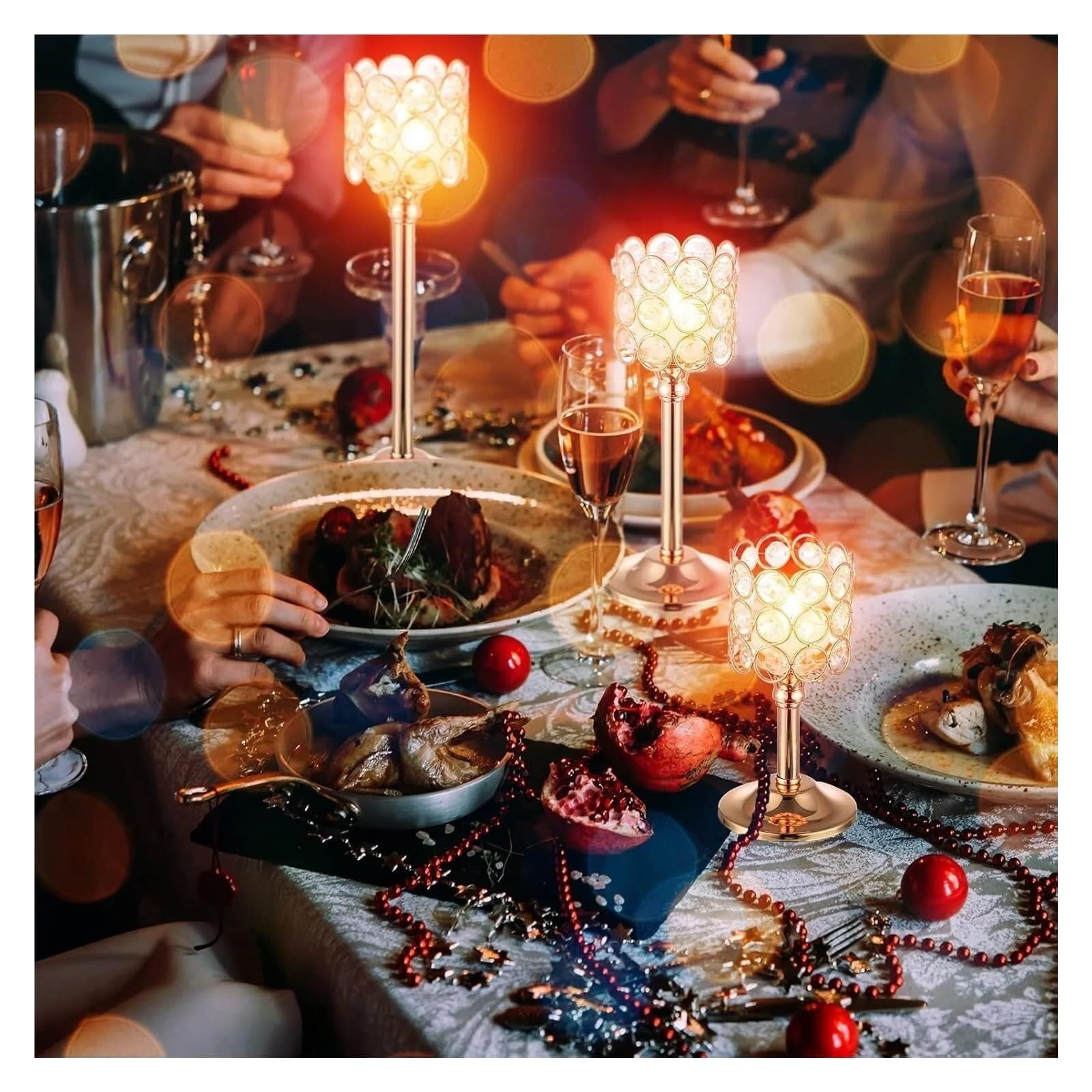 KerzenstäNder 12-teiliges Kristall-Kerzenhalter-Set, 3 Größen, hohe Kerzenständer, Säulenkandelaber, Ständer, Mittelstücke, Dekoration