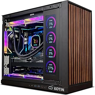 KOTIN 프리빌드 게이밍 PC RTX 5070 12GB, Ryzen 7 9700X, 32GB DDR5, 1TB SSD | 11.3인치 보조 디스플레이, 850W 80+ 골드 PSU, 360mm 액체 쿨러, Wi-Fi 7, 1440p 4K ARGB 윈도우 11 게이밍 데스크탑 컴퓨터