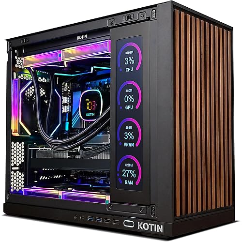 KOTIN G60B Prebuilt Gaming PC, GeForce RTX 5070 12GB GDDR7, AMD Ryzen 7 9700X, 32GB DDR5 6000MHz, 1TB PCIe 4.0 SSD, 360mm Liquid Cooler, 11.3 Inch Smart Display, WiFi 7, ARGB Tower for 4K Gaming
