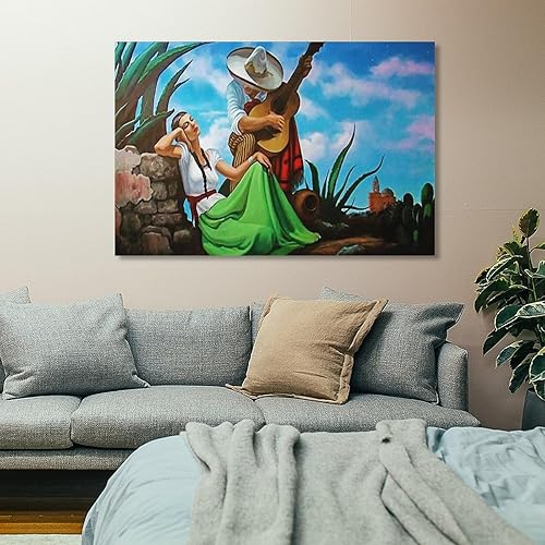 Miniatura 7 de THAELY Póster mexicano de México, pintura mexicana, decoración de pared, lienzo para dormitorio, sala de estar, 24 x 36 pulgadas (23.6 x 35.4 in)