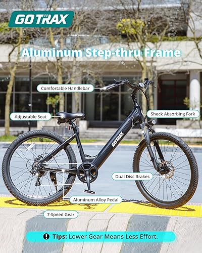 Miniatura 3 de Gotrax Bicicleta eléctrica de 26 pulgadas, alcance máximo de 30 millas (asistencia de pedal1) y potencia de 15.520 Mph por 250350 W, 3 modos de