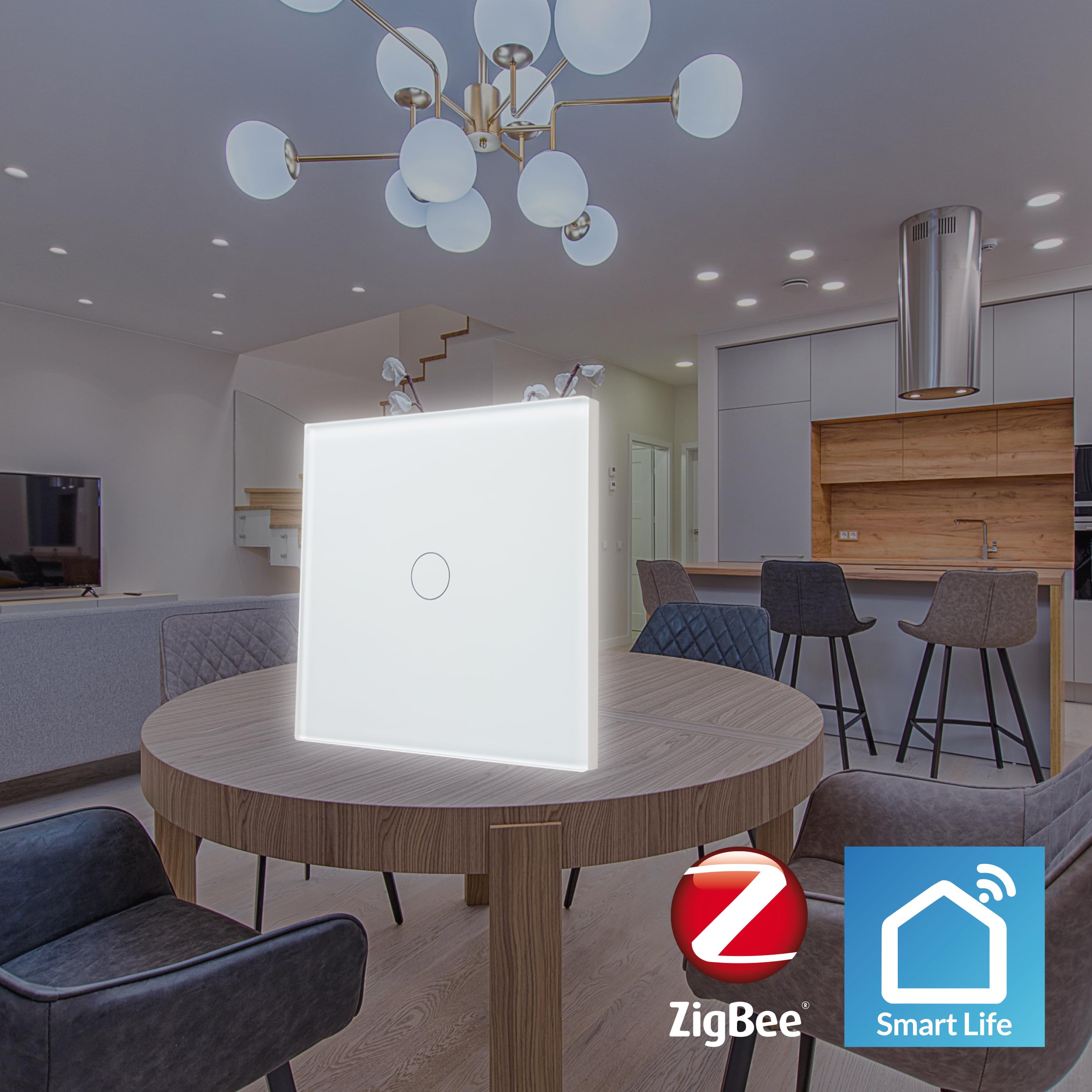 LED ATOMANT 4x Interruptor de Cristal ZigBee 3.0 1 Via Requiere HUB | App Smart Life/Tuya