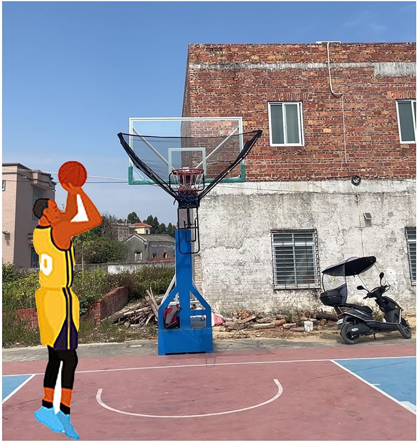 Long-term Outdoor Basketball Returns, Automatic Portable Suspended Basketball Shot Returner Net for Ball Trainer