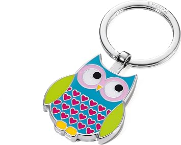 TROIKA Rosy KR14-13/BL owl Keychain with Original Troika Keyring cast Metal/Enamel Shiny Chrome Plated Multicoloured TROIKA-Original