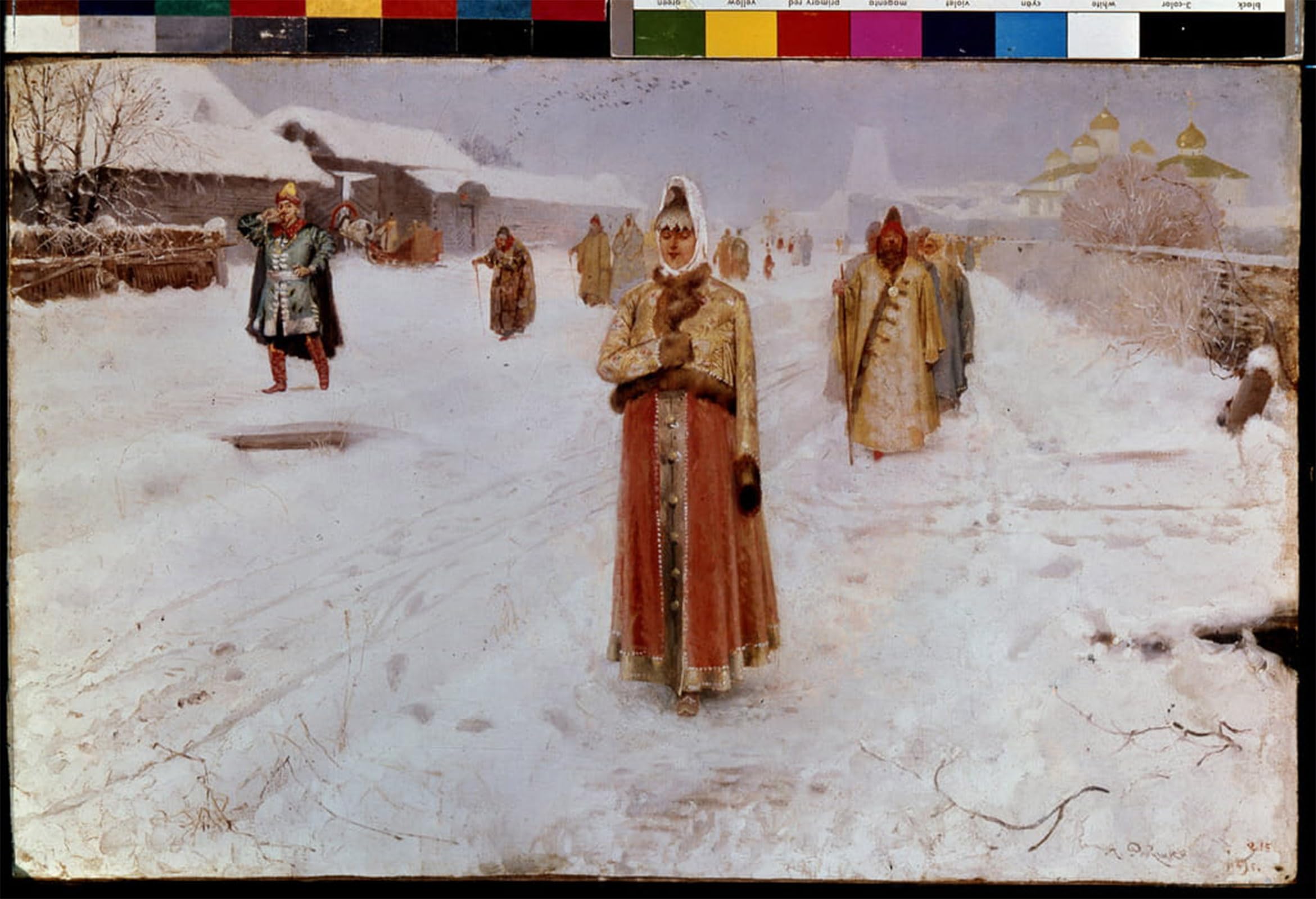 SERENDIPITP Abstract Painting Mural Print Picture Wall Decor Painting Sunday. in Winter by Andrei Petrovich Ryabushkin Vintage Wall Artwork for Home Decor 60x90cm