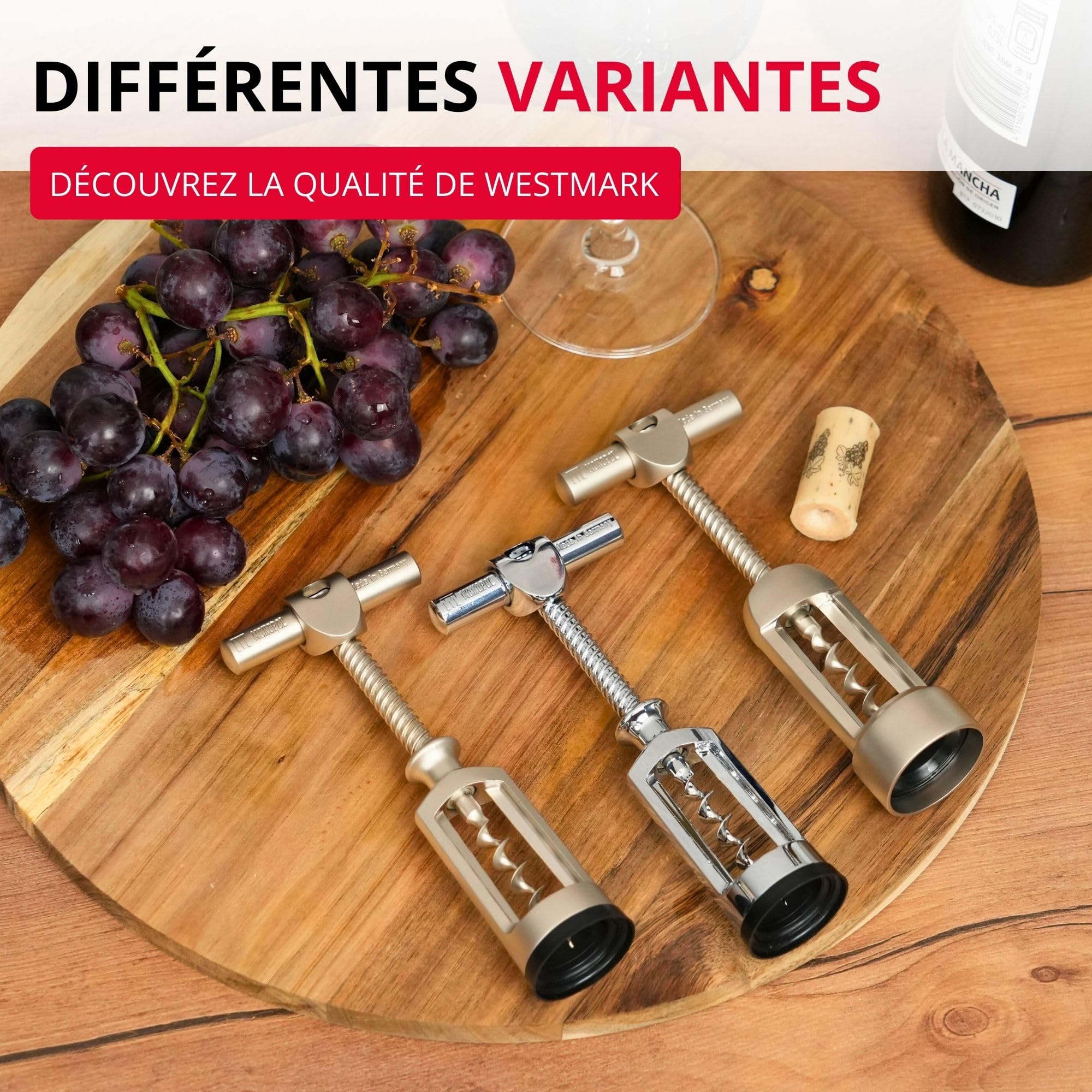 Westmark Tire-bouchon à Cloche avec Extracteur, Monopol Edition, Acier/Fonte de Zinc, Barolo, Effet Mat, 62603380, Argenté
