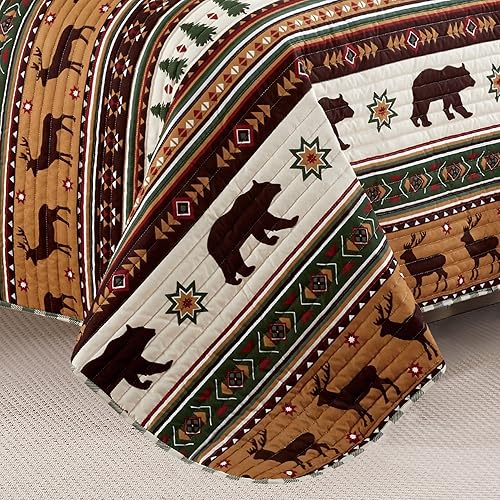 Miniatura 3 de Market &amp; Place Juego de edredón reversible de 3 piezas con fundas de almohada  Colcha de edredón de cabina King  Diseño rústico de cuadros de búfalo